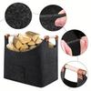 Felt Basket Firewood Box with Wooden Handles Foldable Firewood Basket Storage Basket for Firewood Wood Newspapers Clothes