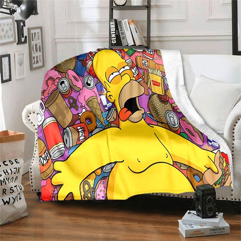 S-Симпсон Мягкий Плюшевый Диван-кровать Покрывало Мультяшное Современное Фланелевое Покрытие Одеяла Печатное Покрывало на Одеяло Подарок Пледы для Пикника