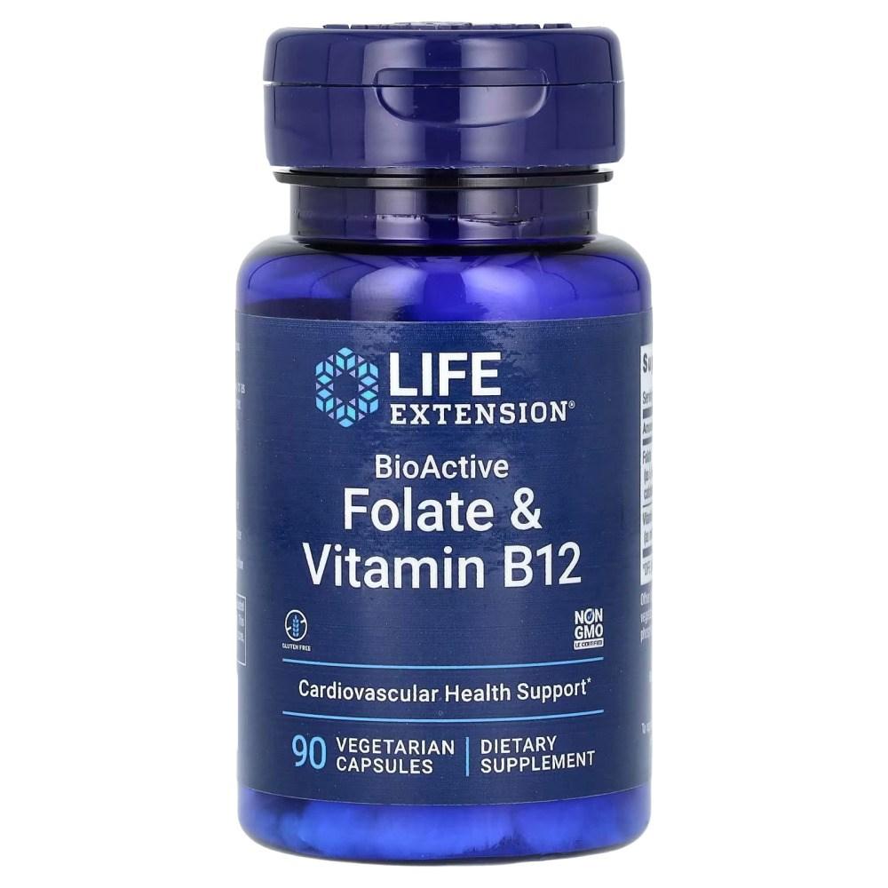 Life Extension Folic Acid and Vitamin B12 90 Capsules 3 pcs