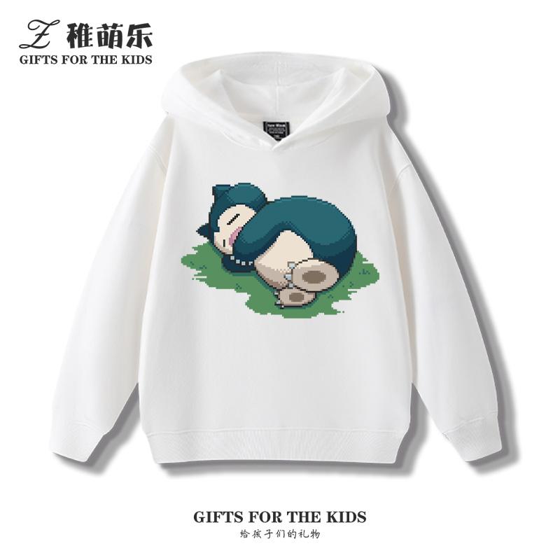 Children's Cartoon Pokémon Snorlax Printed Pullover Clothes Boys Girls Autumn and Winter Casual Fashion Warm Hooded Sweatshirt