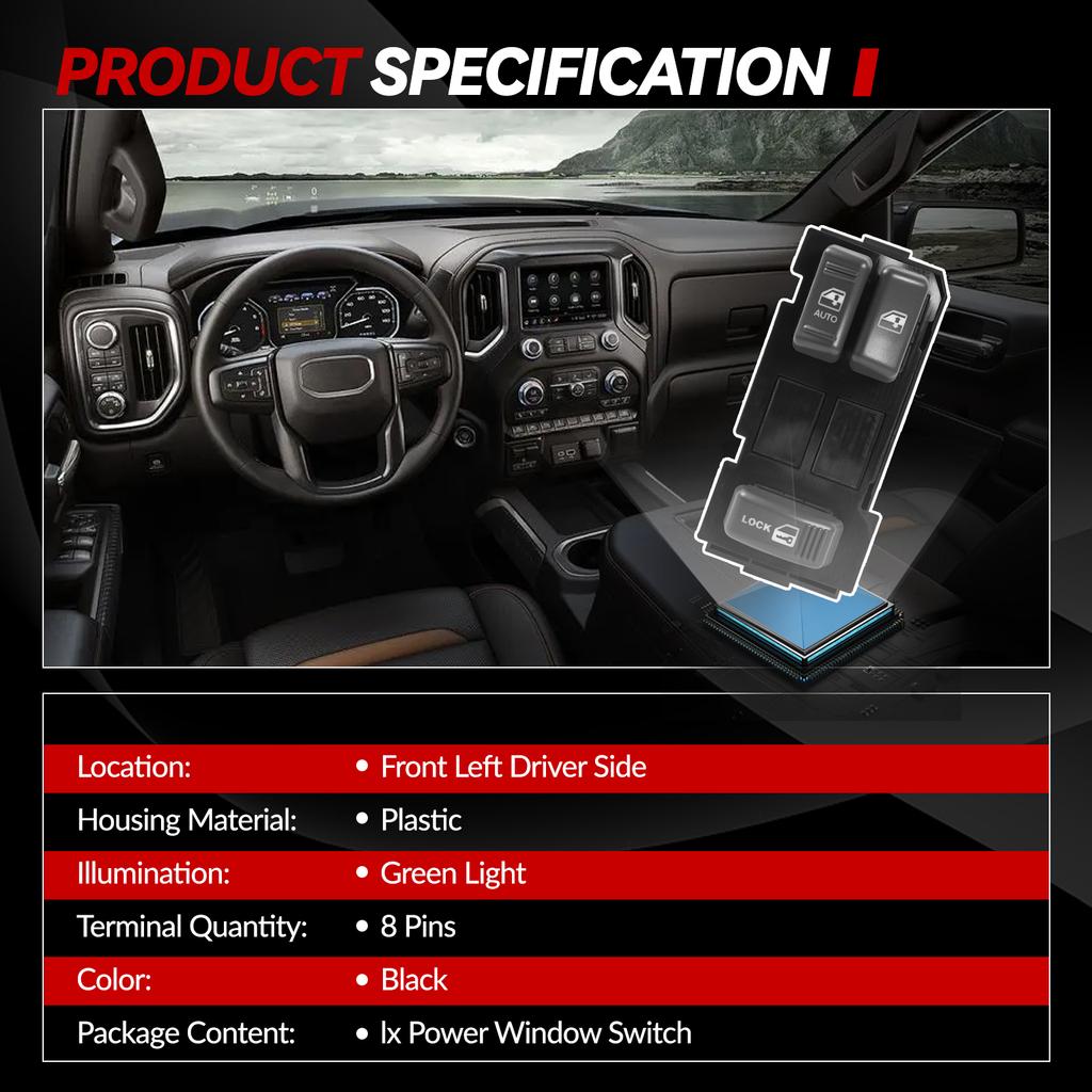 Выключатель блокировки стеклоподъемника двери автомобиля со стороны водителя для GMC C2500 C3500 Jimmy K1500 K2500 Yukon S15 1995 1996 1997 1998 1999 2000