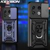 KEYSION Противоударный защитный чехол для OnePlus 13R 5G 1+13R Slide Camera Защитное кольцо Подставка для телефона Задняя крышка для OnePlus Ace 5 Pro