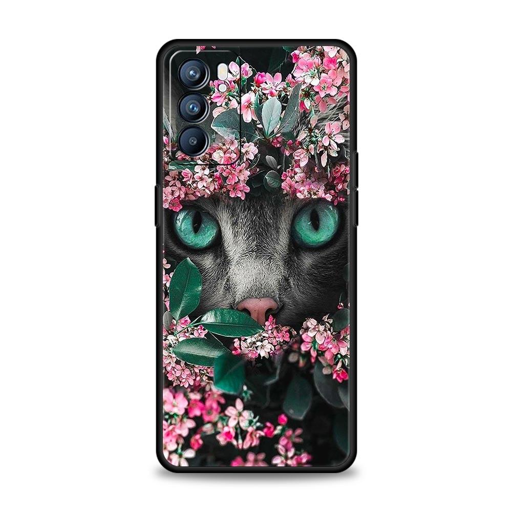 Милый Чехол для Телефона с Кошкой-Детективом Для Oppo Reno8 Reno7 Reno6 Pro A54 5G Find X6 X5 A53 A52 A9 A15 A95 A17 A16 A76 A74 A57 A31 Обложка