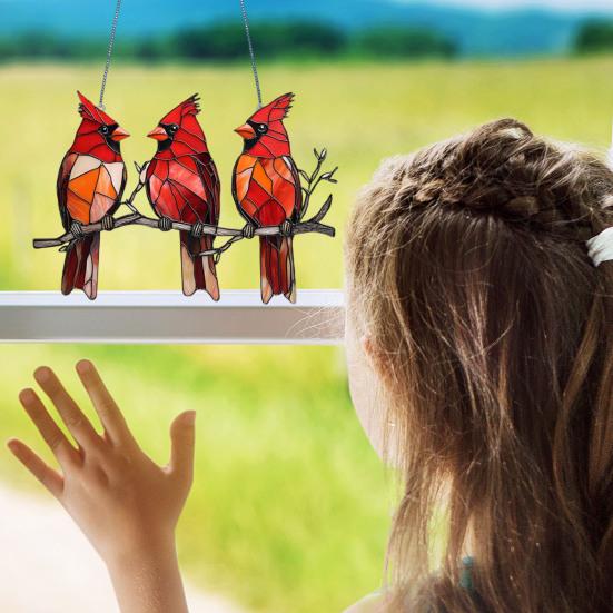 Owl Ornament Stained Glass Blue Green Sun Catcher Enchanting Birds