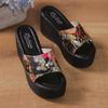 High Quality Women's High Heel Slippers Fashion Print Platform Sandals Outdoor Beach Wedges Shoes Casual Summer Slippers Women