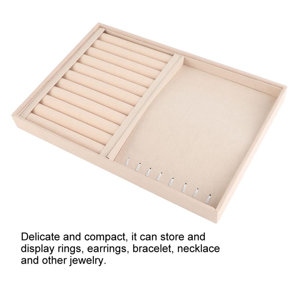 Поднос для демонстрации ювелирных изделий, браслет, кольцо, серьги, ожерелье, держатель, тарелка для хранения, чехол (Бежевая фланель)