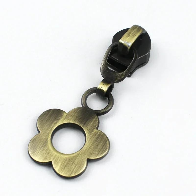 Meetee 5-20 шт. 5# Слайдер для нейлоновых молний, головка молнии из цинкового сплава, декор, бронзовый пуллер для молний, аксессуары для шитья куртки, пальто