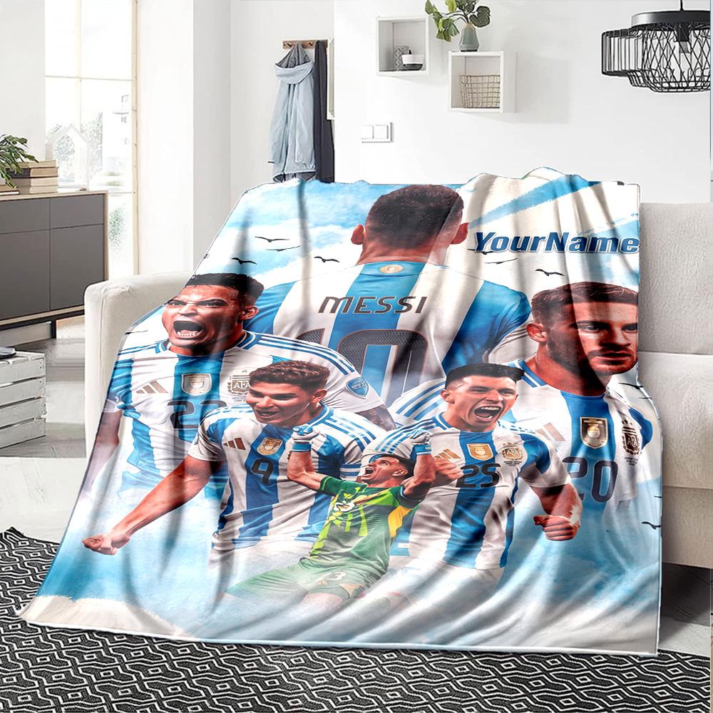 Messi Personalized Name Blanket Multi-purpose Customizable Blanket Comfortable Great for Office Chair Living Room Couch Livingroom for All Occasions