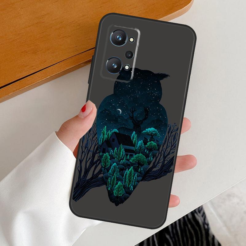 Сова Акварельное Животное Для Realme C53 C51 C55 C67 C30 C31 C33 C35 C21Y C25s GT5 9 10 11 12 Pro Plus GT Neo 6 Чехол