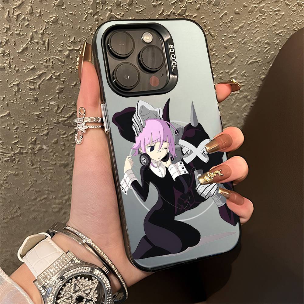 Чехол для телефона Crona Soul Eater Для iPhone 16,15,14,13,12,11,Pro,Max,Plus,Mini,XS,SE Противоударный Черный Матовый Жесткий Бампер