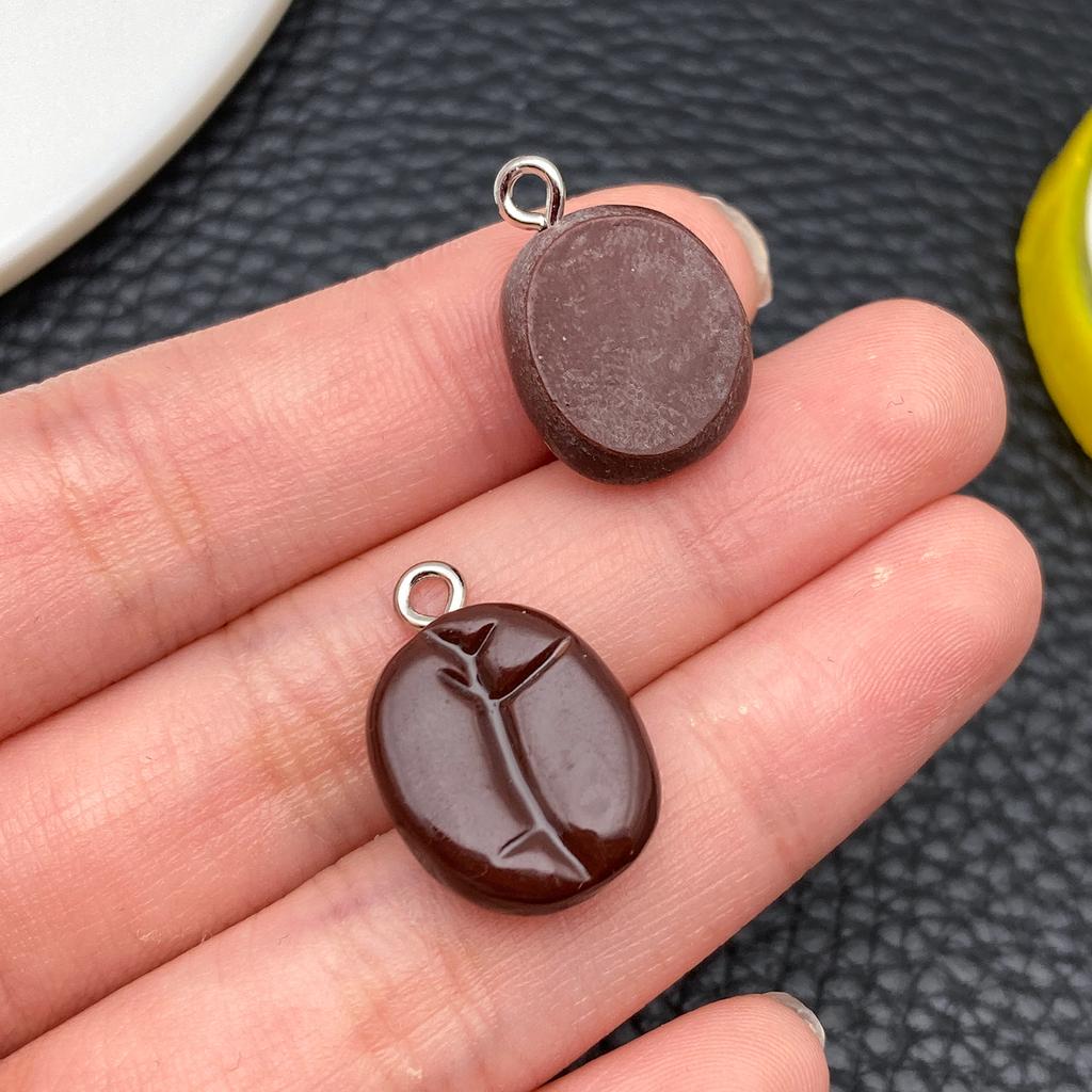 10Pc/Set New Popular Realistic Coffee Bean And Coffee Cup Pendants, Resin Accessories For Diy Creative And Fun Earrings Necklace