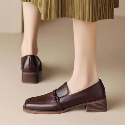 Классические женские туфли-лоферы Phoentin из натуральной коровьей кожи с квадратным носком, удобные туфли в стиле ретро ручной работы