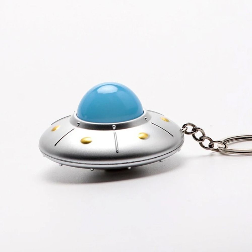 LED Light Flying Disc Keychain Pendant Spaceship Model Keyring Kids Toy UFO Keyring  Small Toy