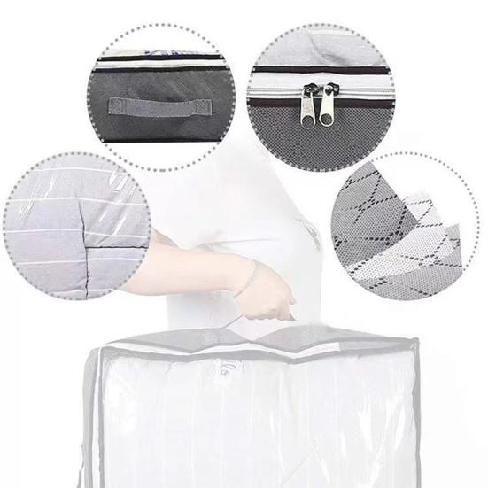 Foldable Underbed Storage Bag with Reinforced Handle Portable Large Capacity Clothes Quilt Bag Dustproof Organizer