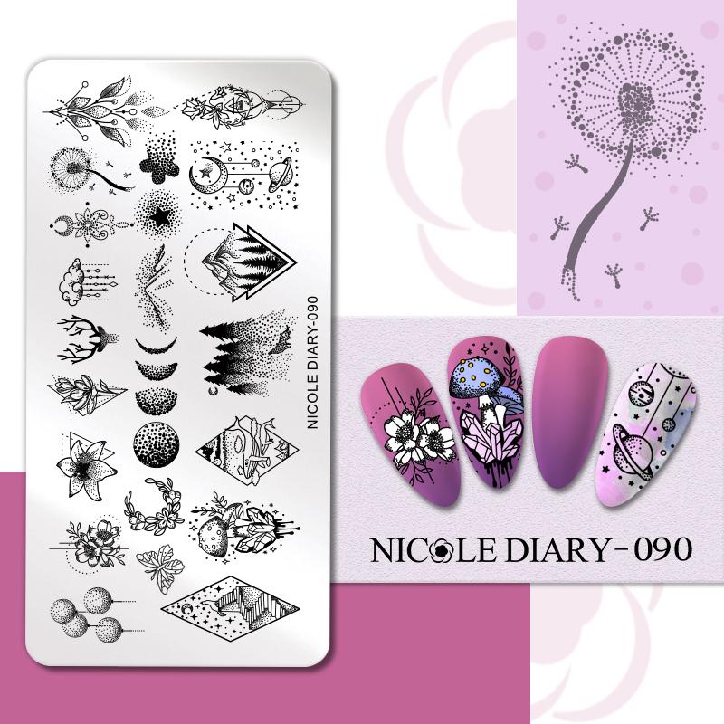 NICOLE DIARY Пластина для стемпинга ногтей Леопардовый Цветок Шаблон для переноса изображения Геометрия Лист Стерильный Стальной Штамп Инструмент для печати на ногтях