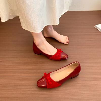 Нежные туфли-лодочки на толстом каблуке, женские новые туфли с квадратным носком и цветной отделкой для бабушек
