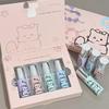 Набор из 4 шт. Помад-муссов Kawaii Кот Бархатные Нюдовые Помады Матовая Текстура Шелковистые Стойкие Блески для Губ Макияж Идеальные Подарки
