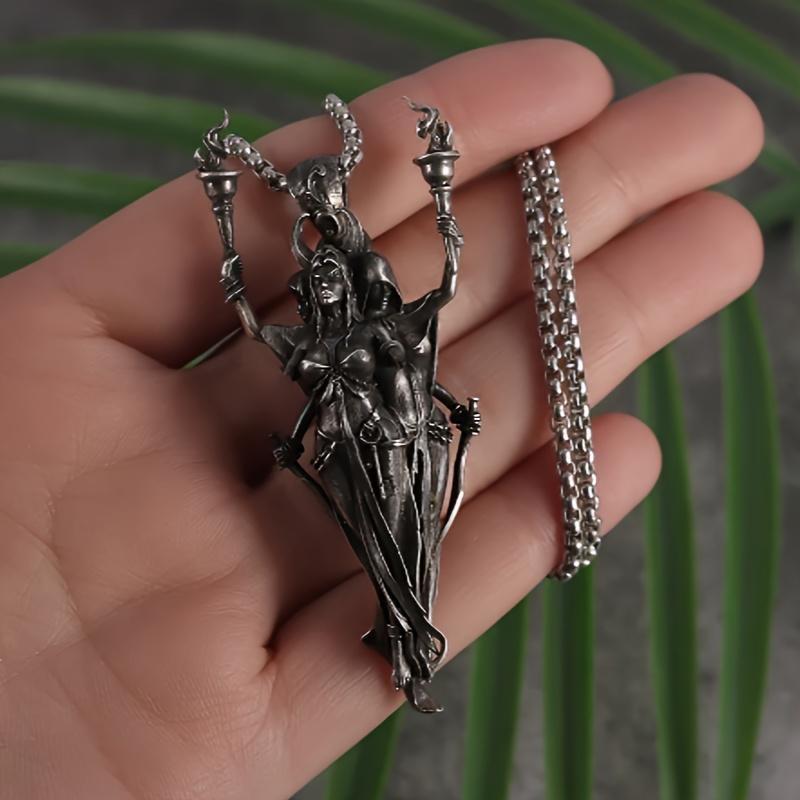 Модное ожерелье с подвеской в виде трех сиамских ведьм и фехтовальщиков в стиле панк, готики, модные ювелирные изделия, мужское ожерелье с подвеской