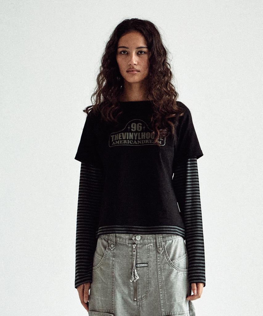 THEVINYLHOUSE 96 Layered Ls Tee Black