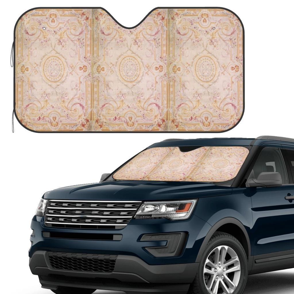 Antique French Aubusson Rug Print Sunshade Windscreen Car Front Windshield Window Sun Visor Accessories Covers