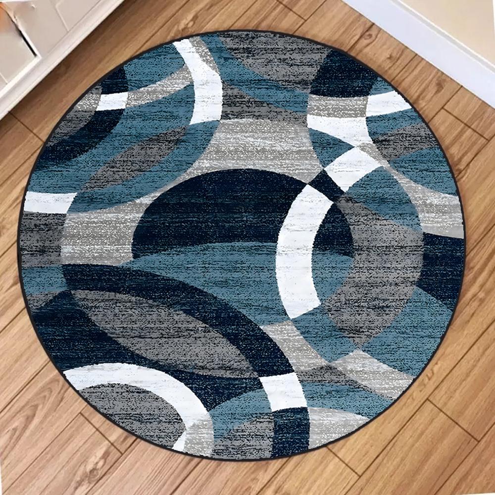 Современный блочный узор круглый ковер круглые коврики для декора гостиной спальни нескользящий коврик ковер для зоны дивана кресла домашнее украшение