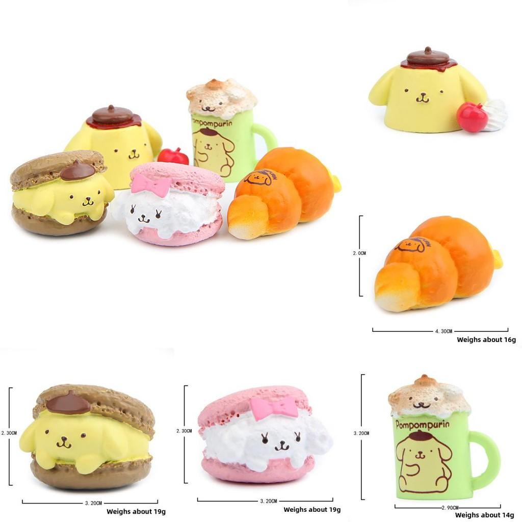 Burger Pompompurin Cartoon Bread And Cup Resin Ornaments For Party Gifts And