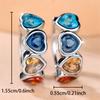 Trendy Rainbow Zircon Love Heart Stone Hoop Earrings For Women Vintage Silver Color Ear Buckle Wedding Jewelry Mother's Day Gift