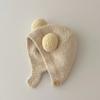 Children Hat with Bear Ear Design Solid Color Button Closure Elastic Breathable Winter Cap Cold Weather Accessory