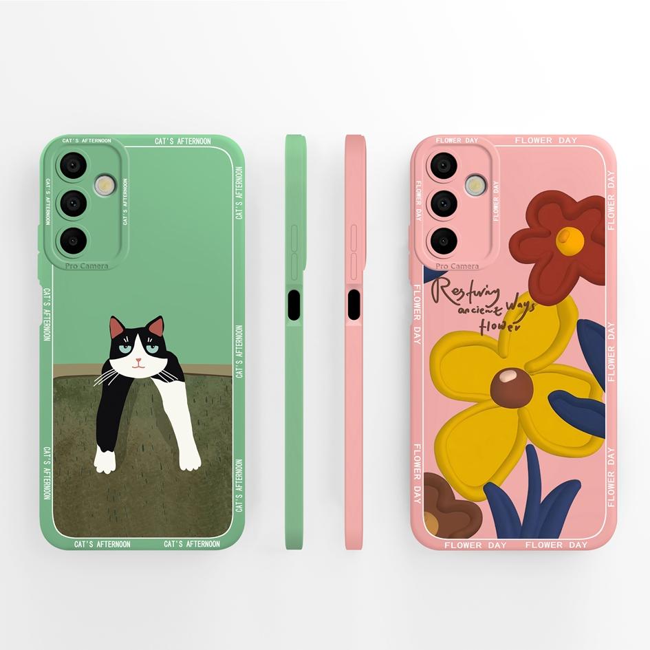 Чехол для телефона Samsung Galaxy A15 A 15 4G 5G. Роскошный модный дизайн. Матовый черный квадрат. Высококачественный мягкий жидкий силиконовый чехол для бампера Samsung.