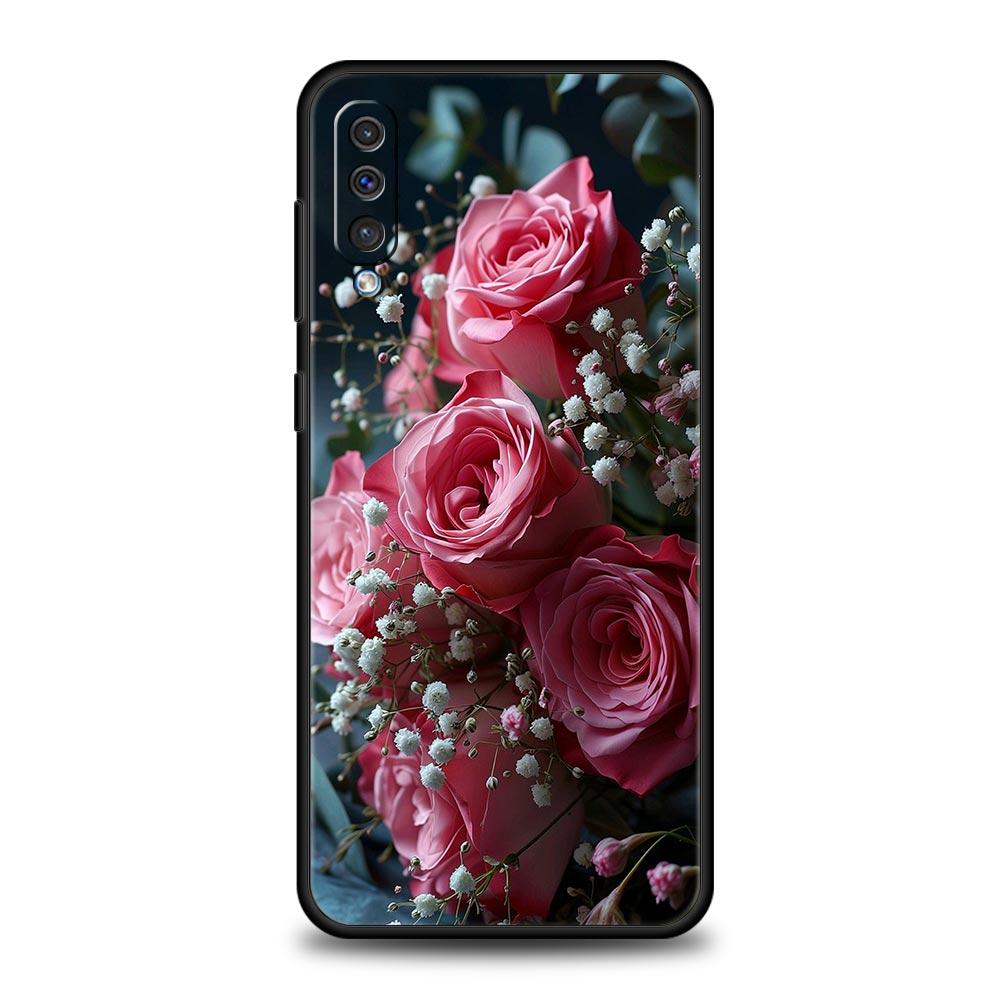 Чехол Для Samsung A24 A12 A14 A32 A50 A70 A20E A20S A10S A22 A40 A34 A54 A42 A52 5G A02S A04s Крышка Красивые Цветы Красной Розы