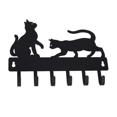 X neko design Настенная вешалка с двумя 6 крючками для ключей A-ITEM Кошки, Крючки, Настенное хранение, (черный)