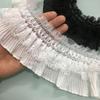 2Meters/lot 8-9cm Wide Black/white Pleated Lace Wedding Dress Skirt Hem Embroidered Elastic Fabric Decoration