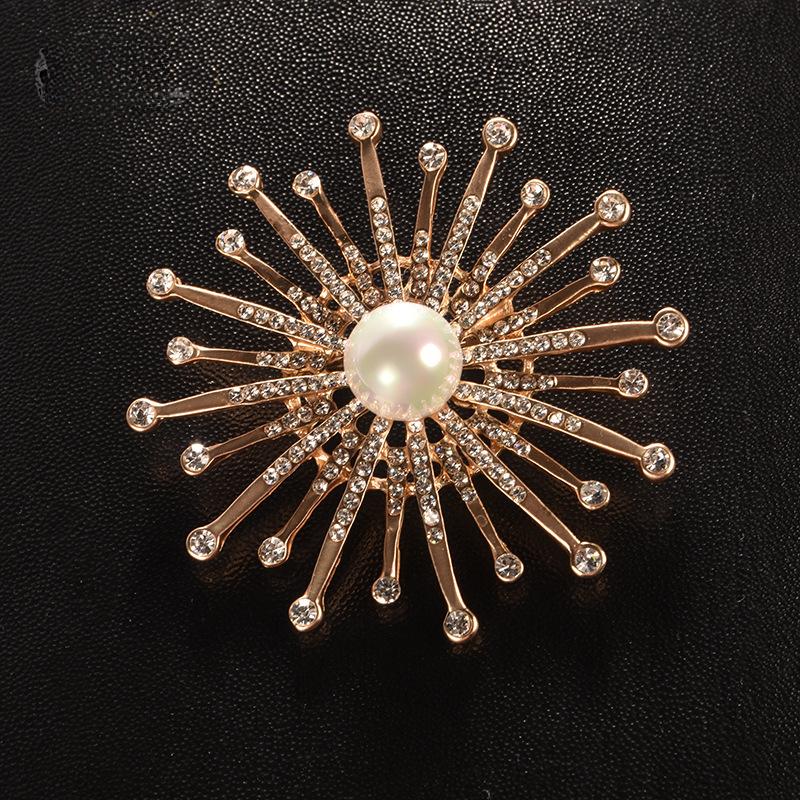 Brooch Women's Accessories Rhinestone Pin Matte Gold Imitation Bead Brooch Korean Version Accessories Shawl Cardigan Silk Scarf Buckle Neckpin