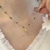 Alloy Plated 18K Gold Handmade Chain Green Bead Shell Necklace Clavicle Chain For Women Vintage Party Jewelry