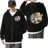 Hot Anime Fairy Tail Happy Cat Cute Graphic Hooded Men Women Zip Up Hoodies Casual Loose Sweatshirt Harajuku Men's Zipper Jacket