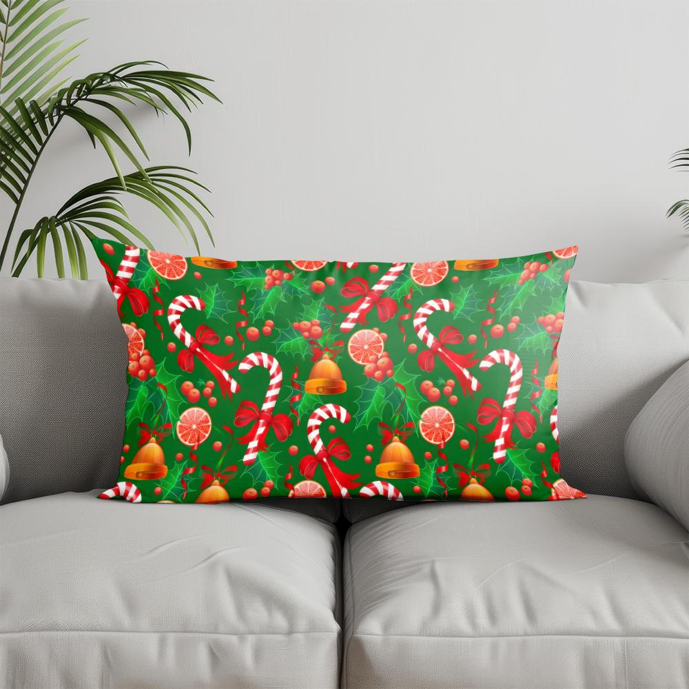 Домашний декор Подушка с геометрическим узором на рождественскую тематику Подходит для дивана, спальни, автомобиля Наволочка Подушка Прямоугольная Подушка для спины