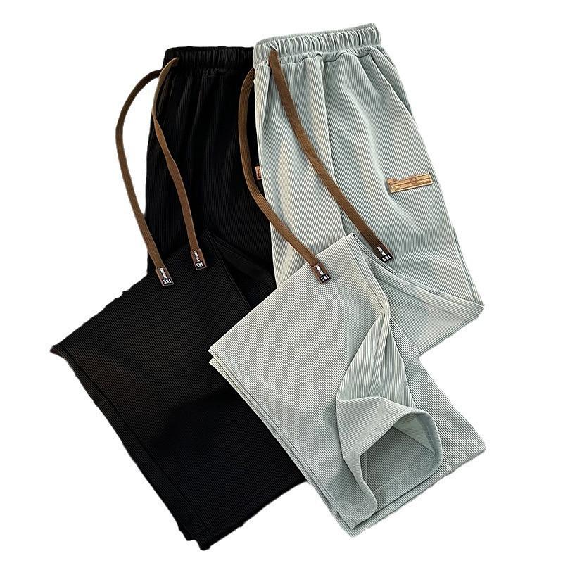Мужские летние брюки прямого кроя из быстросохнущего шелка Ice Silk — модный повседневный спортивный стиль