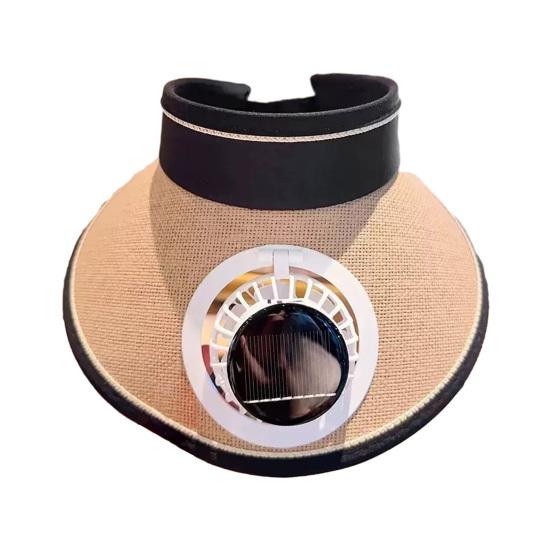 Sun Hat Empty Top Design Extended Brim Full Face Coverage Women Hat with Solar Powered Built-in Fan Adjustable Head Circumference Outdoor