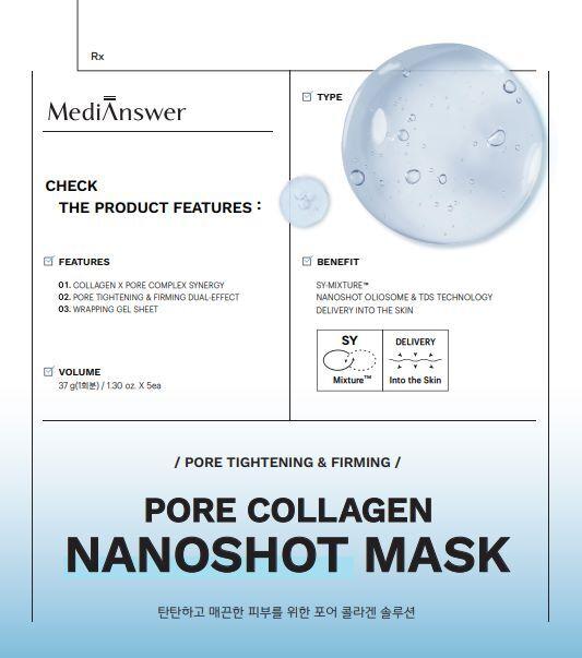 Immediate Pore Improvement/soothing and Soothing MediAnswer Collagen Nano Shot Mask (10 Sheets) - Choose 1 Pore/Calming