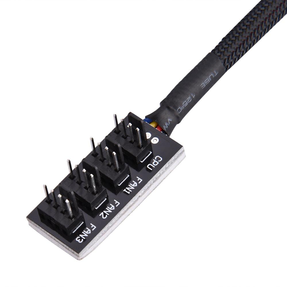 4-Pin Connector PWM Fan Hub Black Power Splitter Connector Fan Splitter Cable PC Case Internal