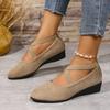 Fall 2025 Cross Elastic Wedge Shoes Plus Size Platform Soles Casual Pumps for Women