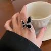 Черное регулируемое кольцо на палец Exaggerate Gothic Opening Ring Dark Style Black Butterfly Ring Gift