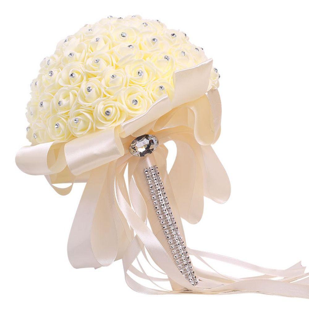 With Handle Engagement Home Decor Foam Roses Rose Bouquet Artificial Flower Bride Holding Flower
