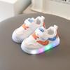 Baby girl's shoes0-1-3-6Years Old2Boys' white light-up sneakers, casual shoes, non-slip soft-soled walking shoes, trendy