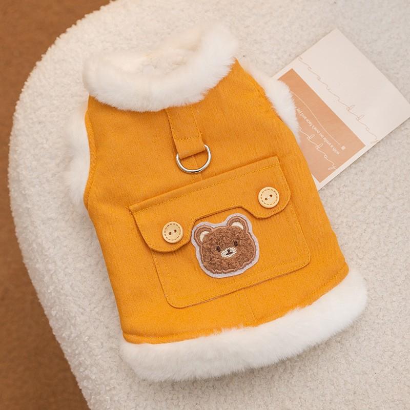 Winter Velvet Warm Dog Clothes Imitation Rabbit Velvet Burrs Leash Vest Small Dog Bigbear Pet Clothing