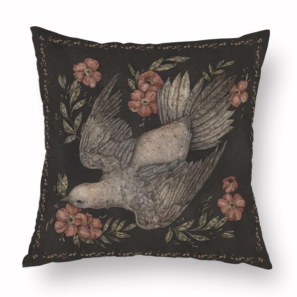 Наволочка с цветком лисы, подушка с принтом черепа животного, диван, мягкая наволочка в стиле ретро, ​​наволочка для гостиной, спальни, домашнего декора