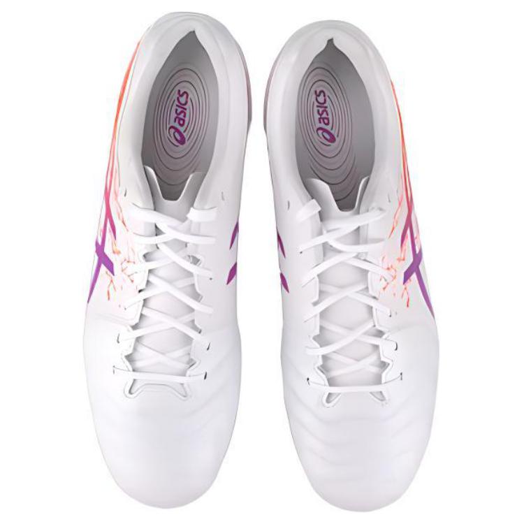 Asics Серия Ds Light Удобная посадка Ag (Резиновые короткие шипы) Футбольные бутсы из кожи кенгуру Мужские футбольные бутсы Бело-фиолетовые 1103A032104