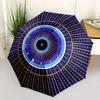 Элегантный сине-золотой круглый декоративный тарелка-зонт, портативный компактный складной в 3 сложения зонт для мужчин и женщин, S89