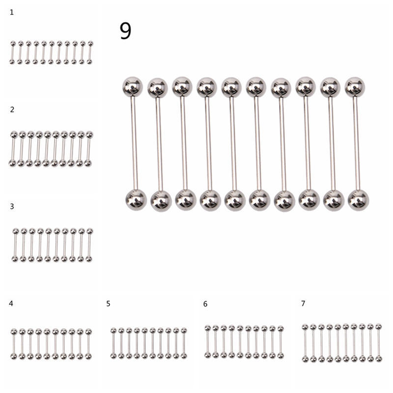 10 шт. нержавеющая сталь шарик язык пупок сосок штанга кольца стержни пирсинг тела