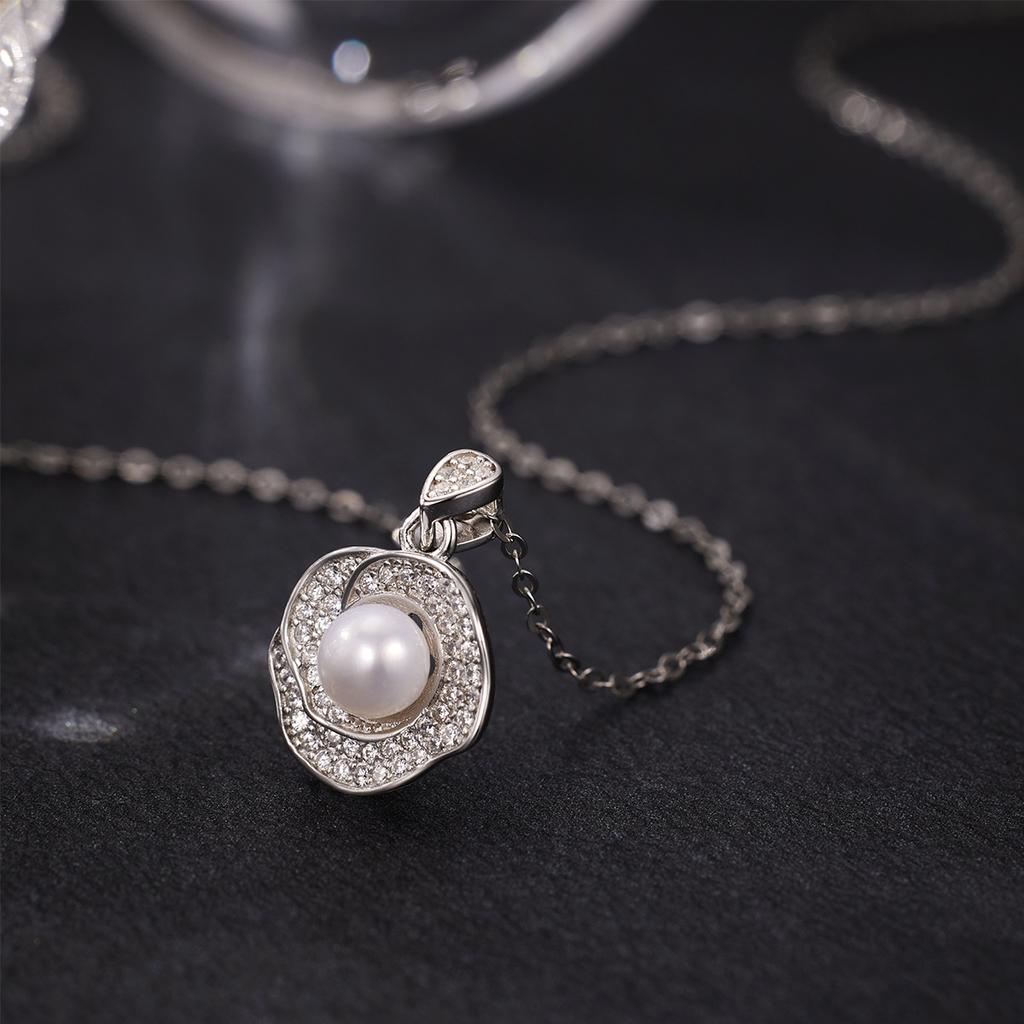 Ожерелье из жемчуга камелии из стерлингового серебра S925, женская мода, легкая, роскошная, с розой, ключичная цепочка в стиле ретро, высокое чувство